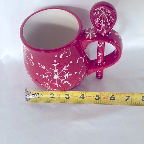 NIB Cracker Barrel Very Beautiful Serve Ware Ceramic Red Mug & Spoon - Picture 7 of 9